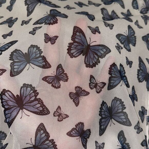 *New* Harper & Ivy Butterfly Print Short Sleeve Mesh Baby Tee Ladies Size Small - Picture 9 of 11
